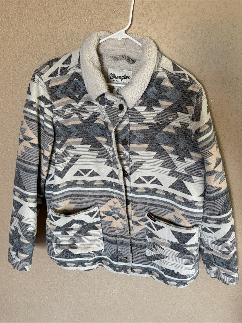 Wrangler Cream Sherpa-Lined Plaid Jacket